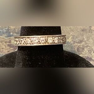 Classic Women’s Sterling Silver Topaz or CZs Eternity Band, size 6 3/4